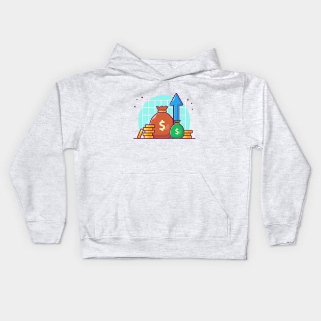 Stack and sack of money cartoon Kids Hoodie by Catalyst Labs